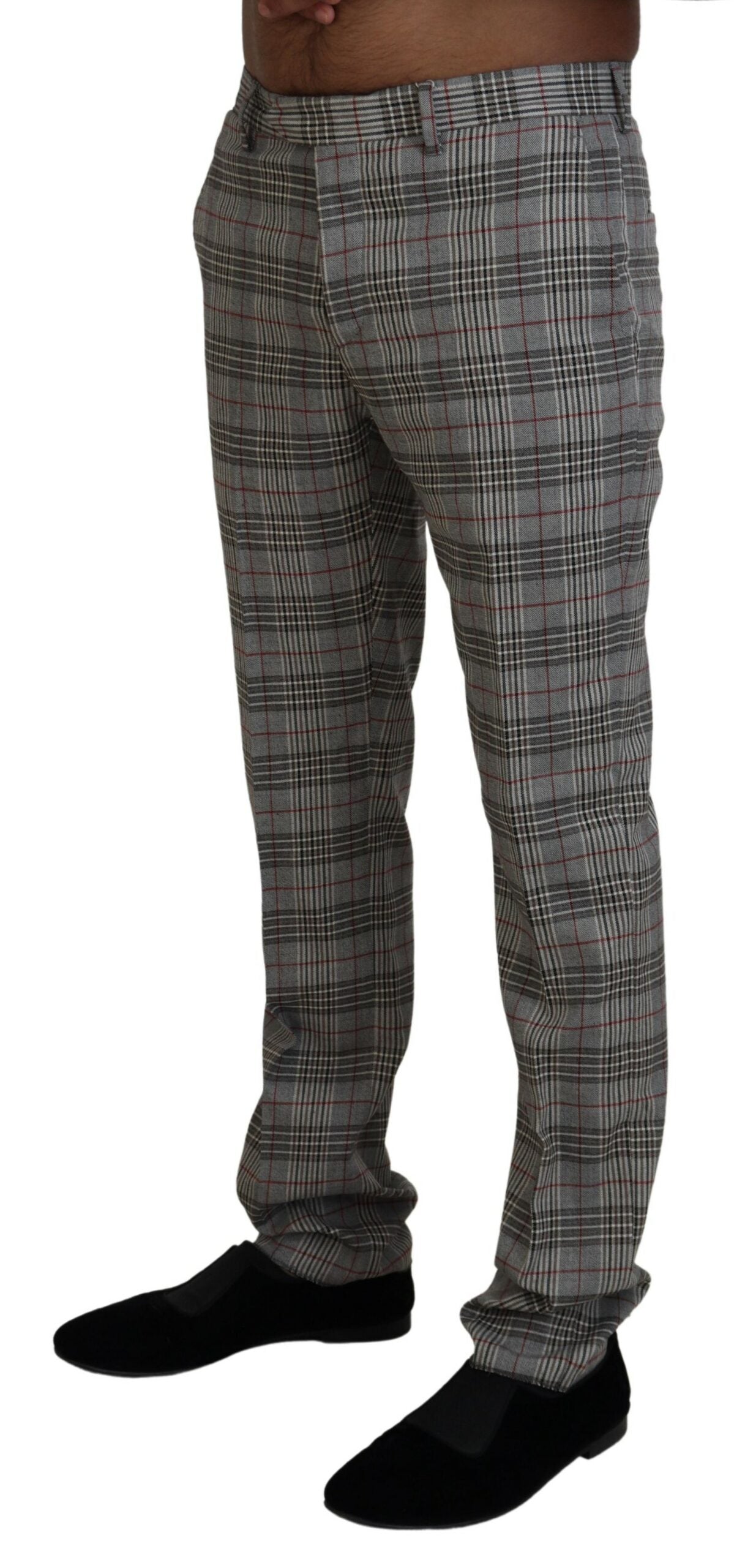 Grau karierte Skinny Herrenhose