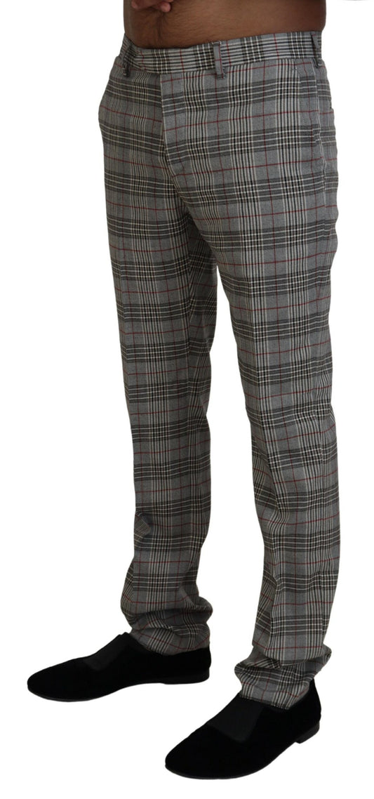 Grau karierte Skinny Herrenhose