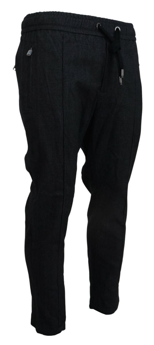 Graue, schmal zulaufende Baumwollhose aus Baumwolle