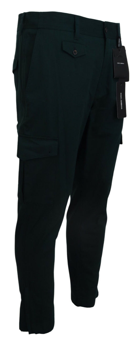 Grüne Cargo-Jeanshose aus Baumwollstretch