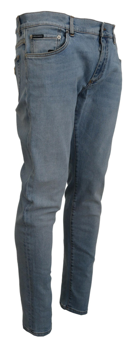 Slim Fit Jeans aus Baumwolldenim in blauer Waschung