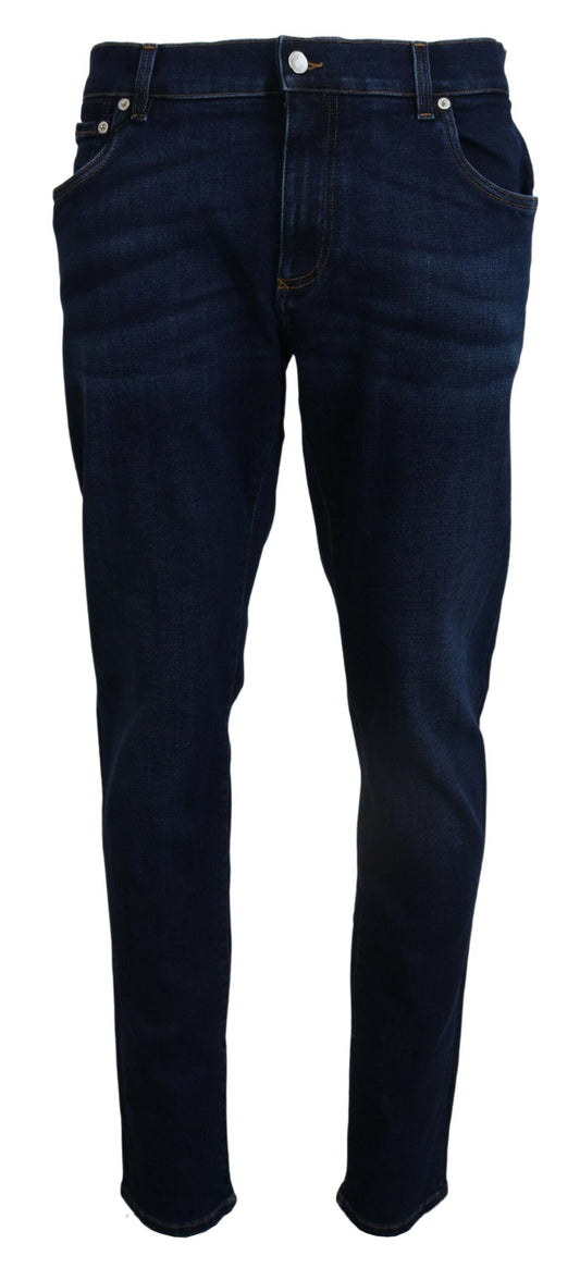 Dunkelblaue Skinny Jeans aus Baumwolldenim