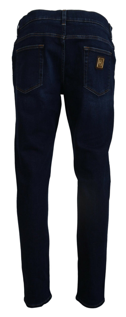 Dunkelblaue Skinny Jeans aus Baumwolldenim