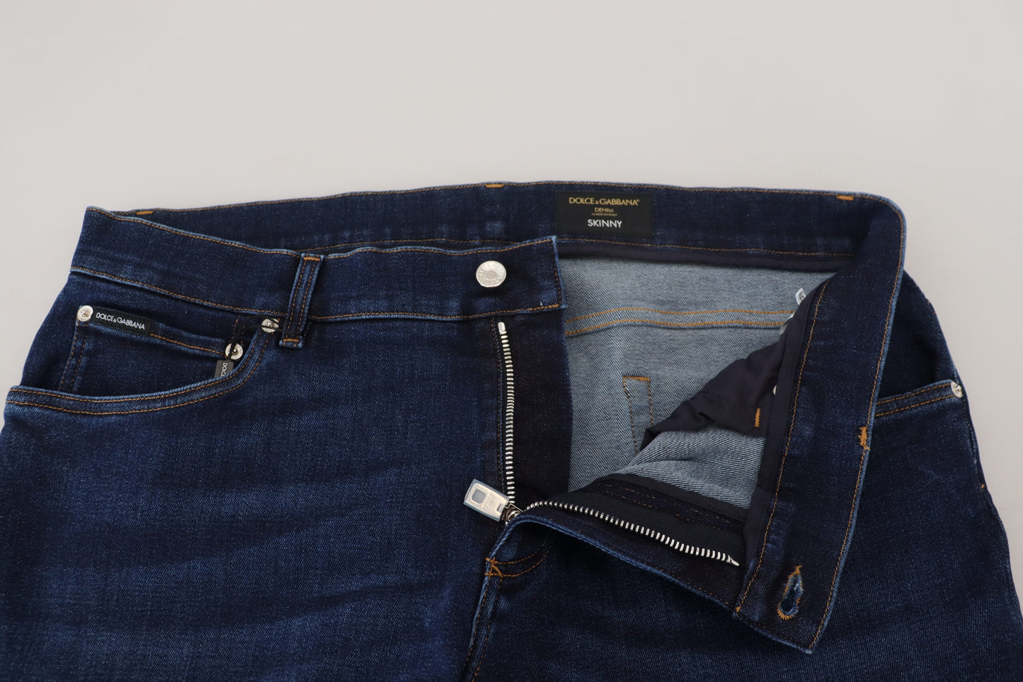 Dunkelblaue Skinny Jeans aus Baumwolldenim
