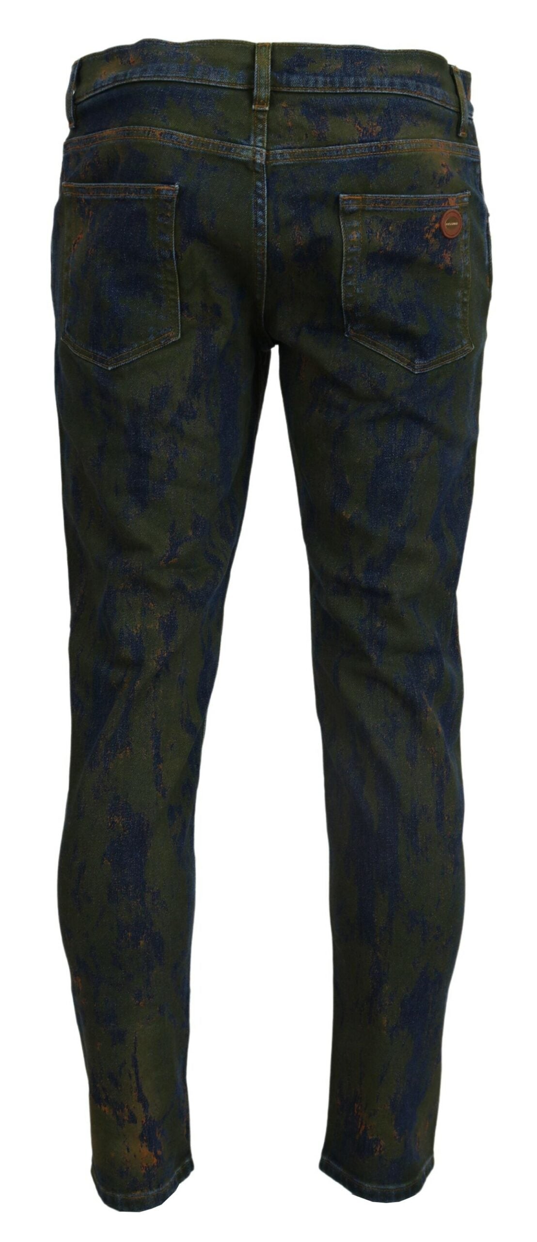 Blaugrüne Skinny-Jeans aus Baumwolldenim