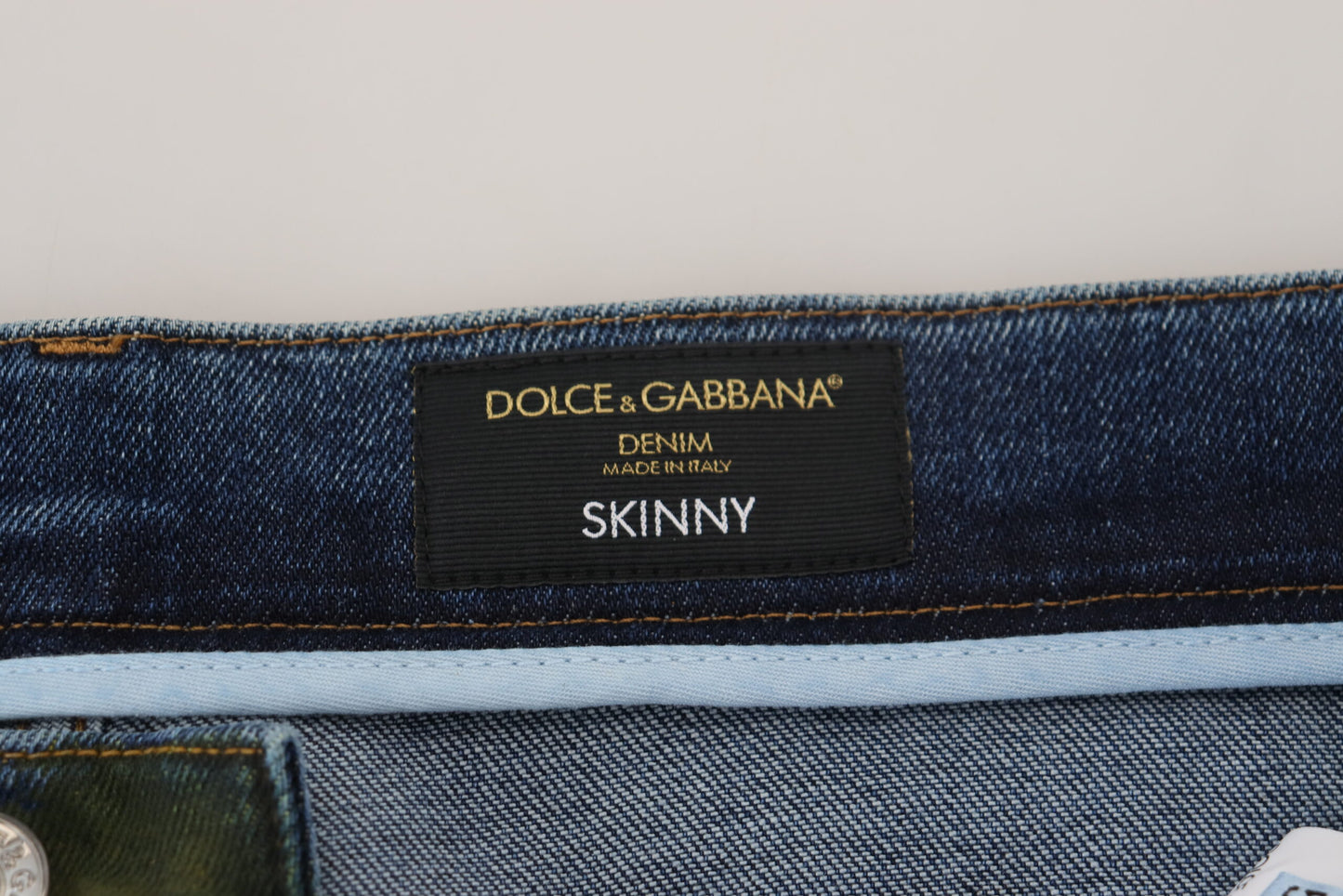 Blaugrüne Skinny-Jeans aus Baumwolldenim