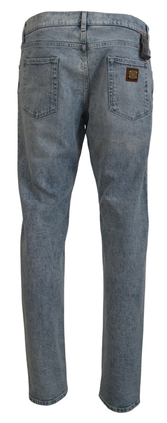 Slim Fit Jeans aus Baumwolldenim in blauer Waschung