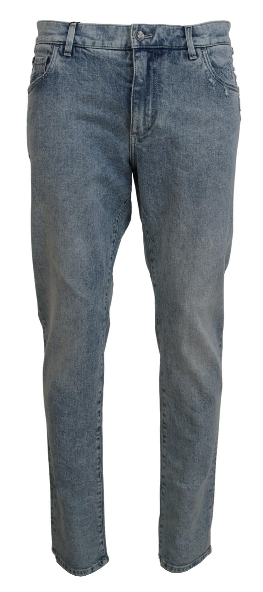 Slim Fit Jeans aus Baumwolldenim in blauer Waschung