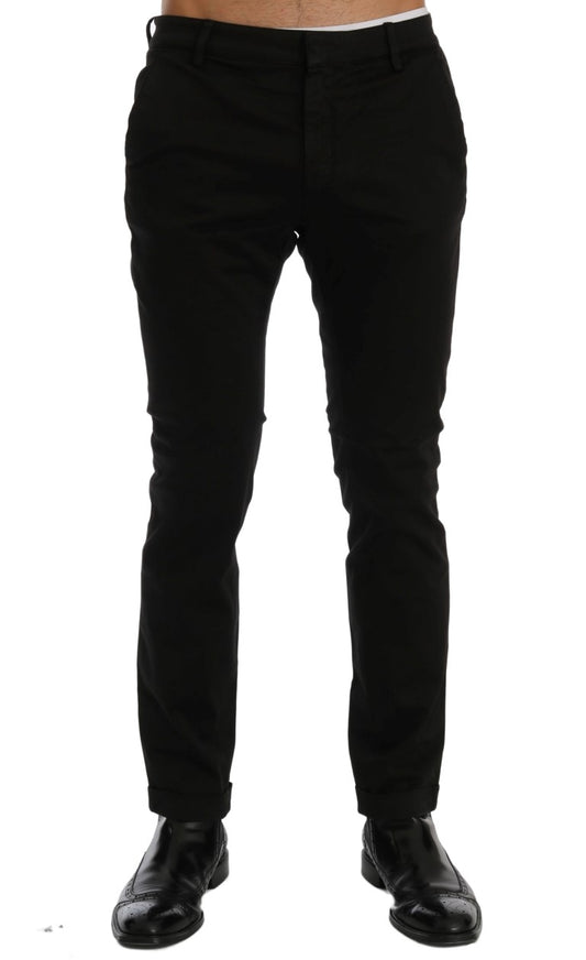 Schwarze Slim Fit-Hose aus Baumwollstretch