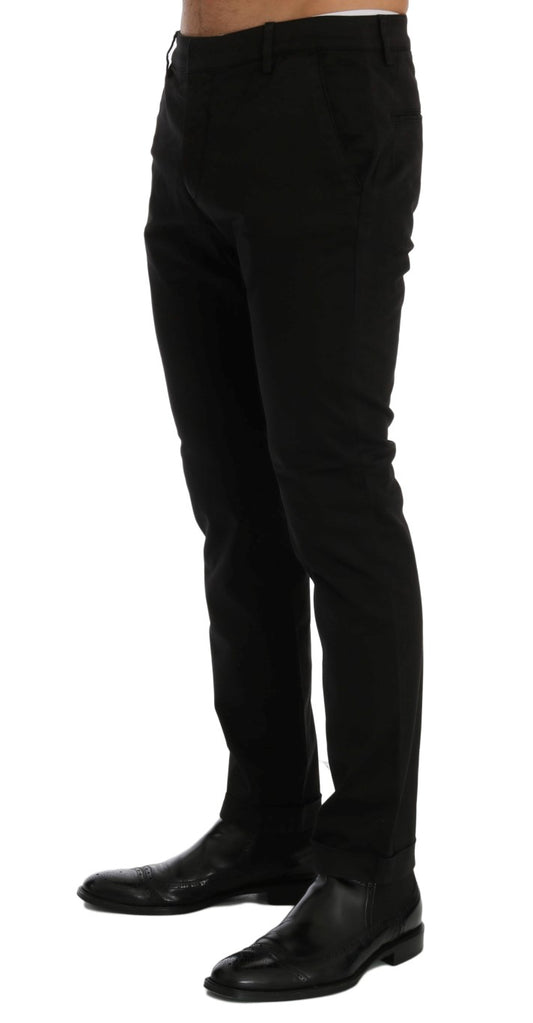 Schwarze Slim Fit-Hose aus Baumwollstretch