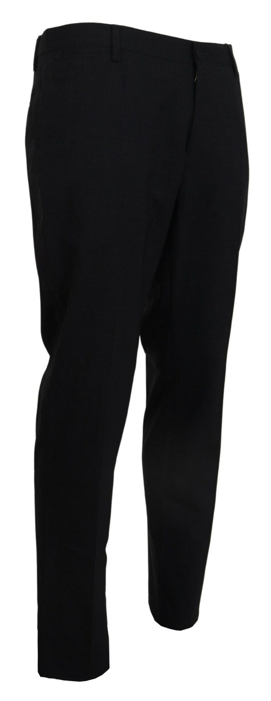 Graue, formelle Slim Fit-Hose aus Wollstretch