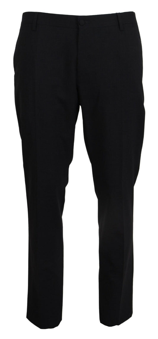 Graue, formelle Slim Fit-Hose aus Wollstretch