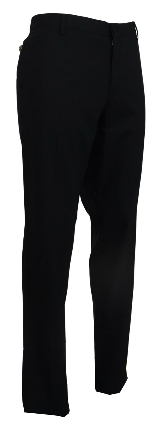 Schwarze, formelle Slim Fit-Hose aus Wollstretch