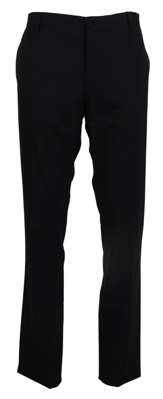 Schwarze, formelle Slim Fit-Hose aus Wollstretch
