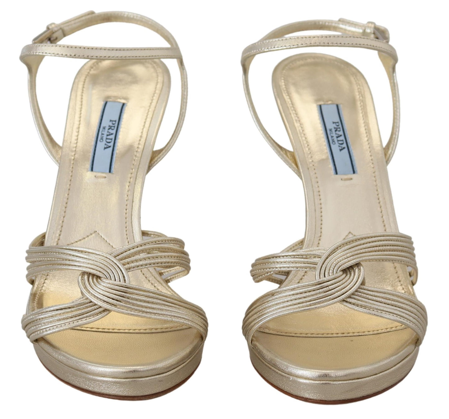 Gold Leder Sandalen Knöchelriemen Heels Stiletto Sandale