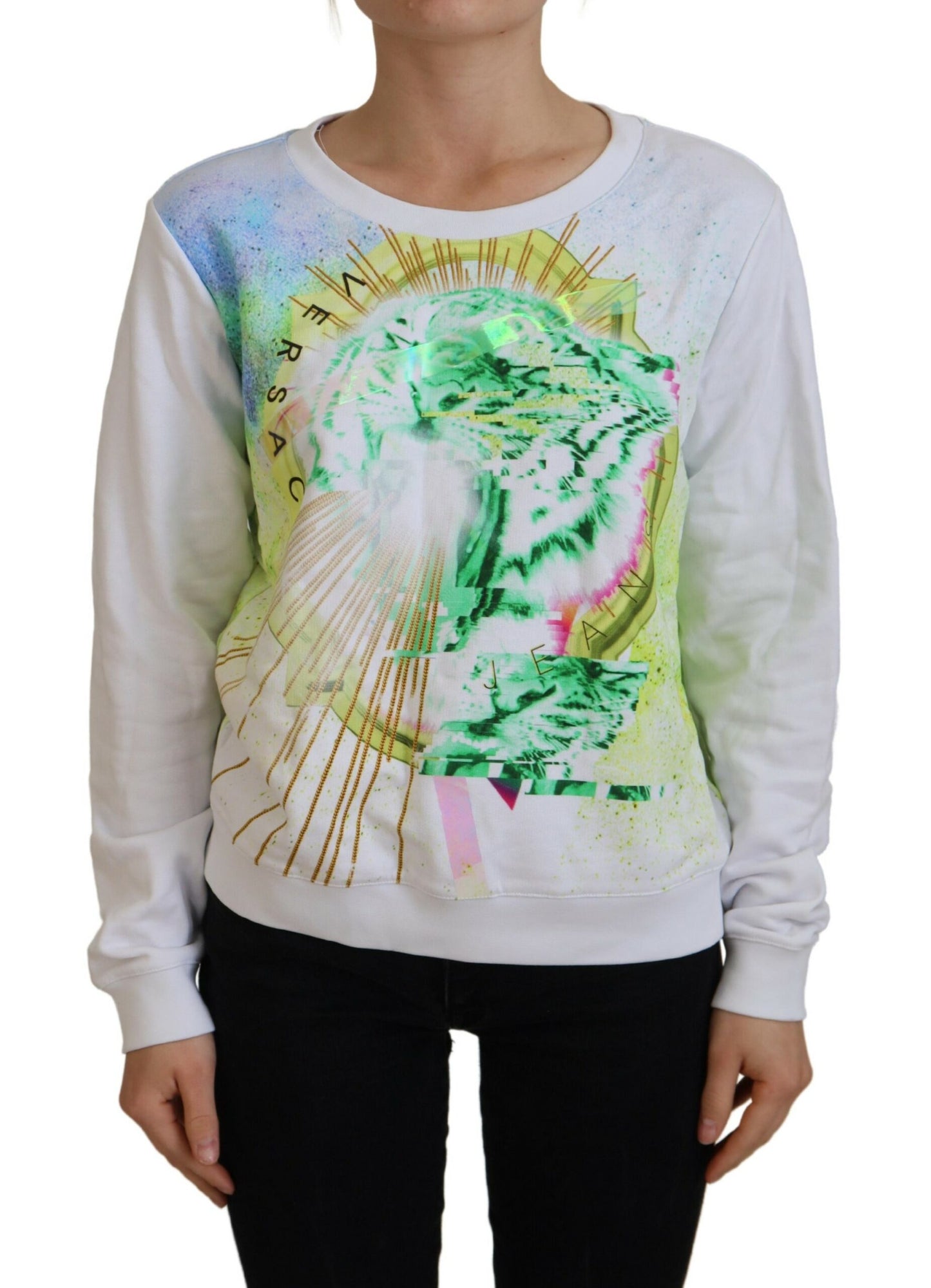 Weißer Pullover mit Grafikdruck und langen Ärmeln