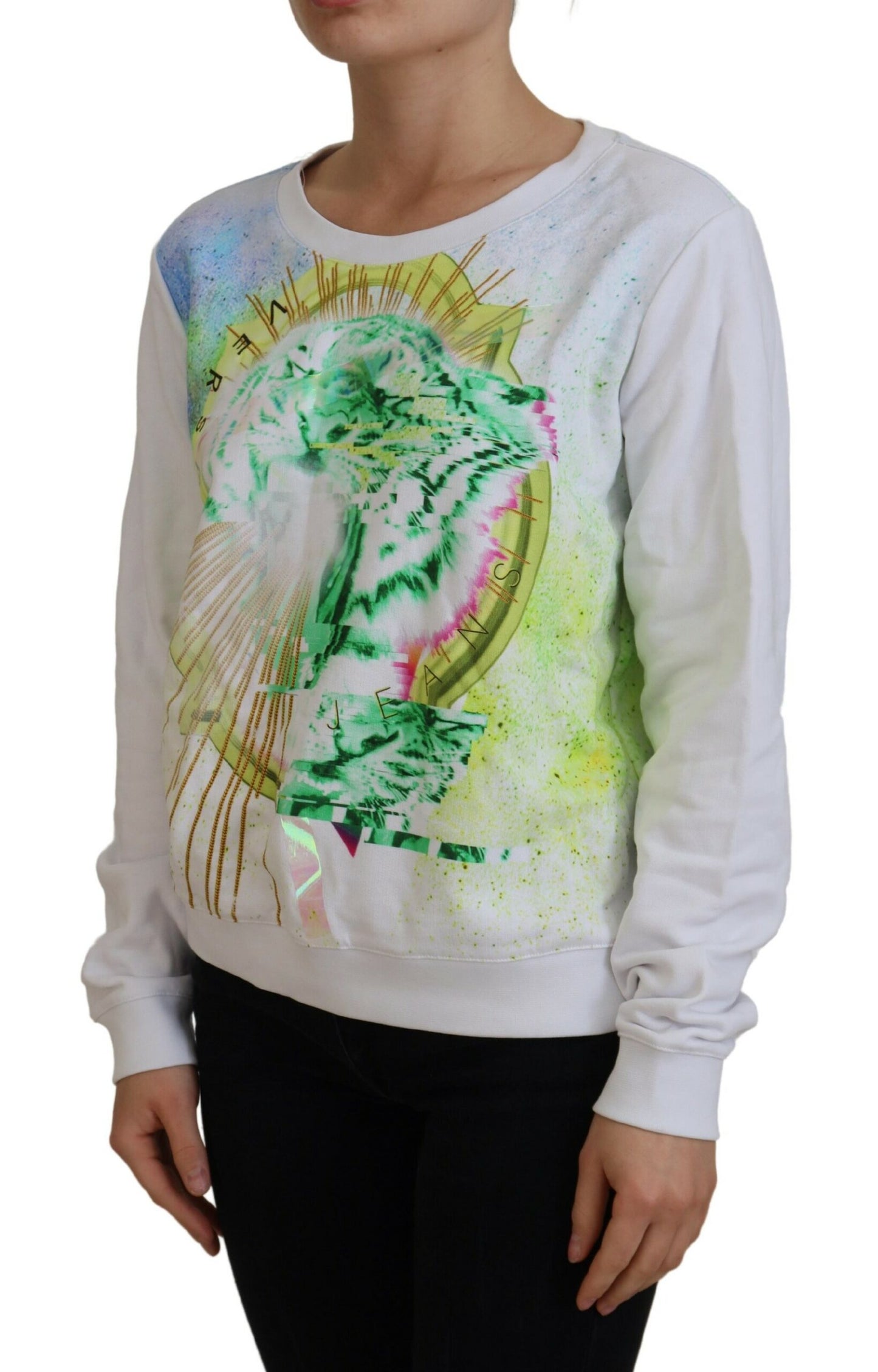 Weißer Pullover mit Grafikdruck und langen Ärmeln