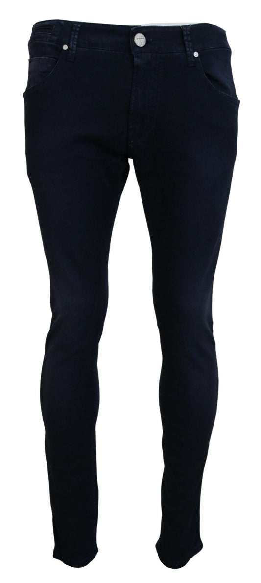Blaue, schmal geschnittene Herren-Jeans aus Baumwolle
