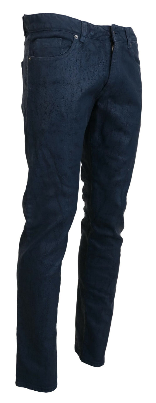 Blaue, schmal geschnittene Herren-Jeans aus Baumwolle