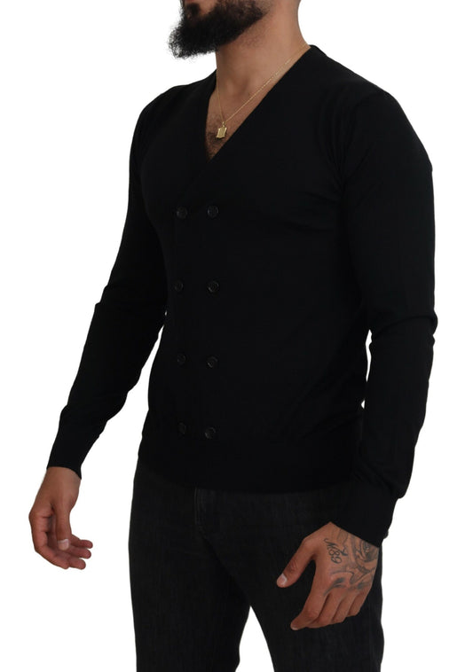 Black Cashmere Button Down Cardigan Sweater