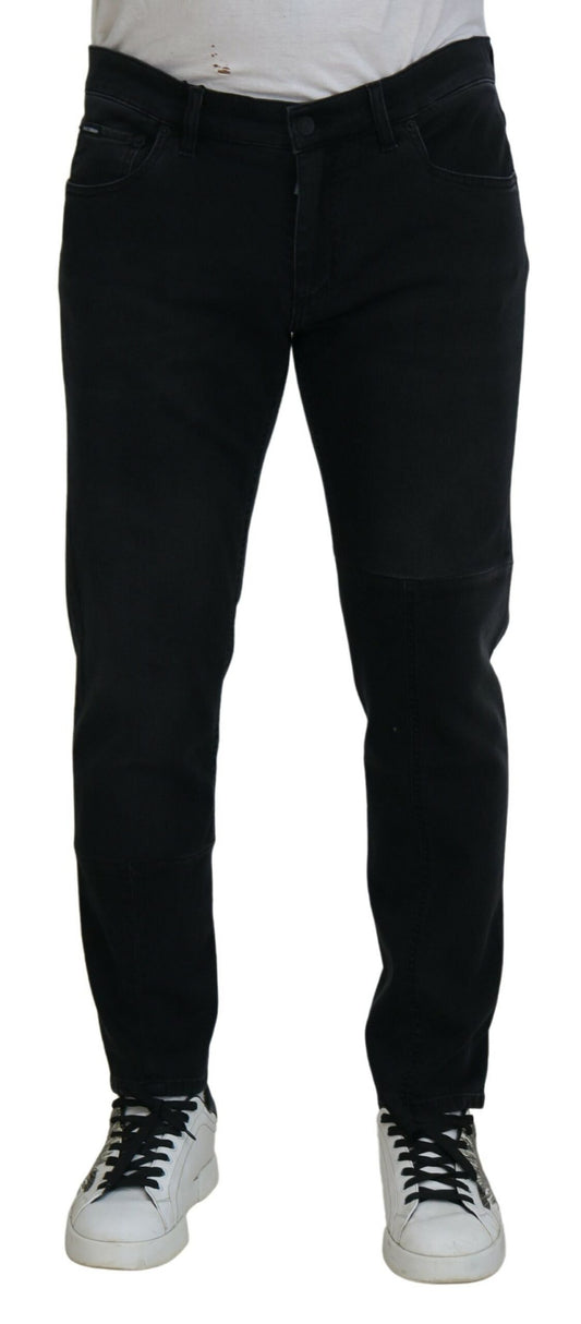 Schwarze Skinny-Jeans mit Engel-Stickerei