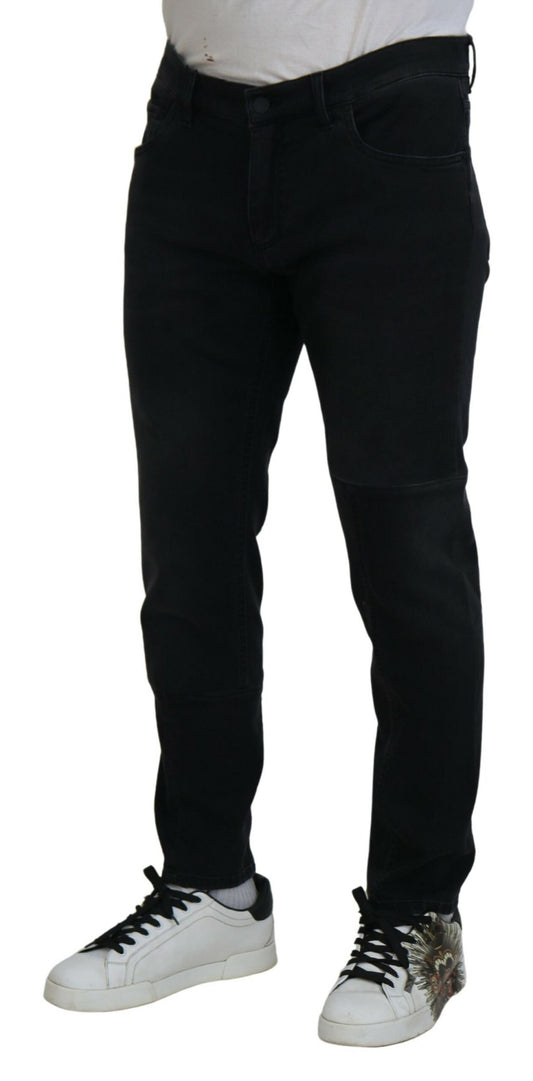 Schwarze Skinny-Jeans mit Engel-Stickerei
