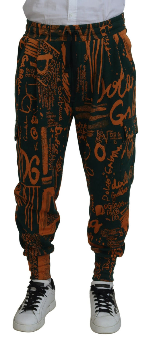 Cargo-Jogginghose aus Seide mit mehrfarbigem Logo-Print