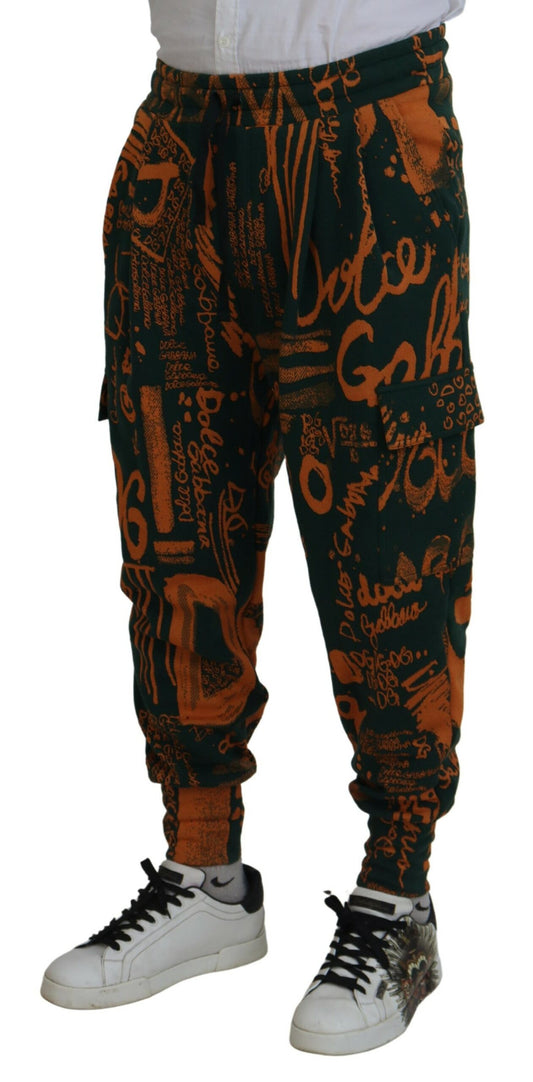 Cargo-Jogginghose aus Seide mit mehrfarbigem Logo-Print