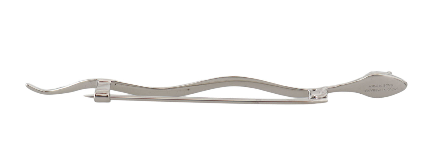 Silberne Messing-Kristall-Spilla-Serpente-Herren-Brosche