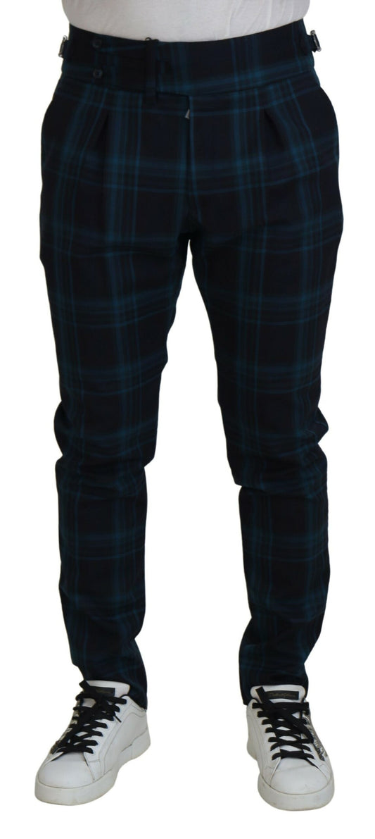 Blau Lila Plaid Wollhose Hose