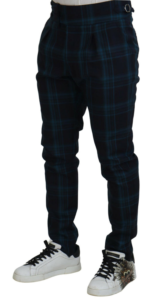 Blau Lila Plaid Wollhose Hose