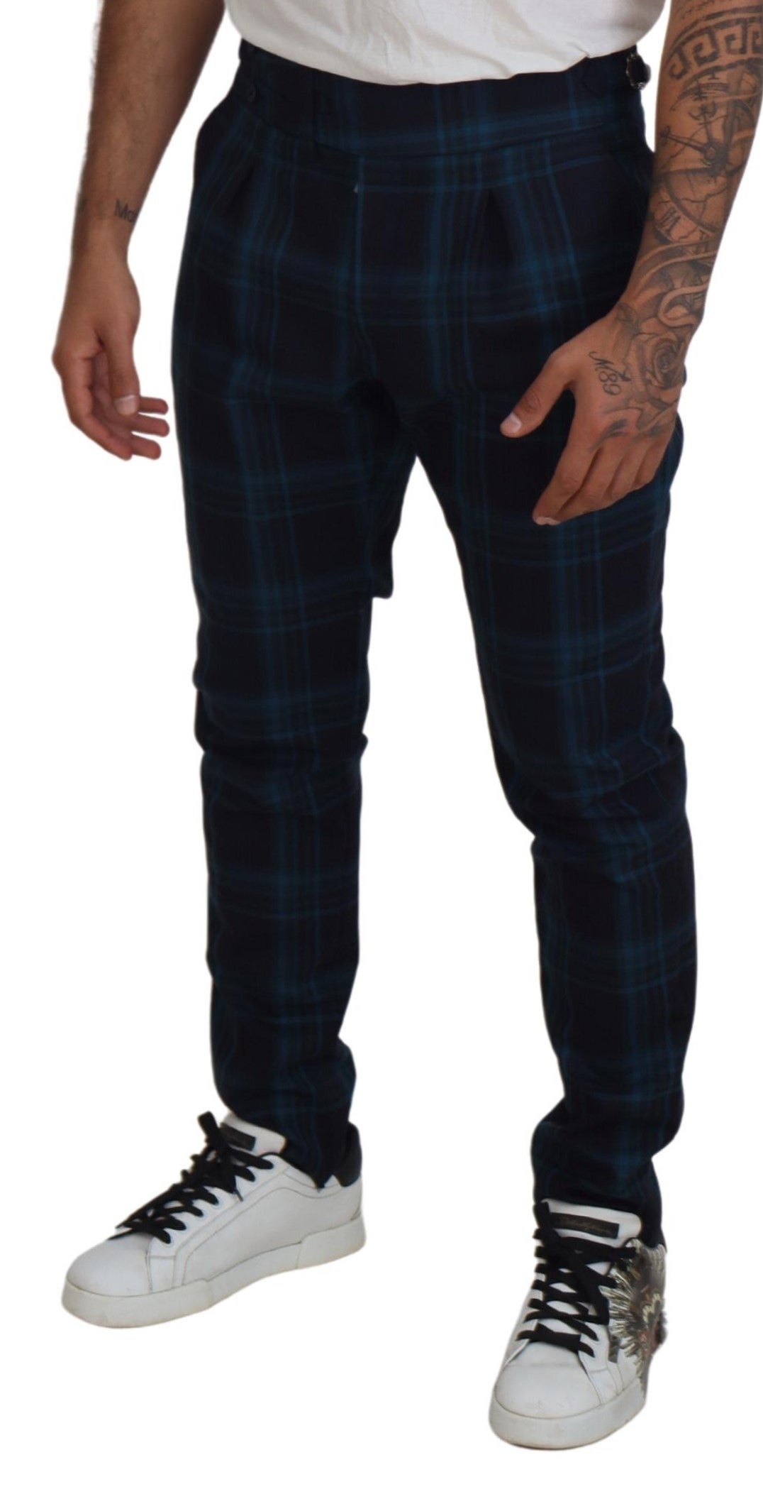 Blau Lila Plaid Wollhose Hose