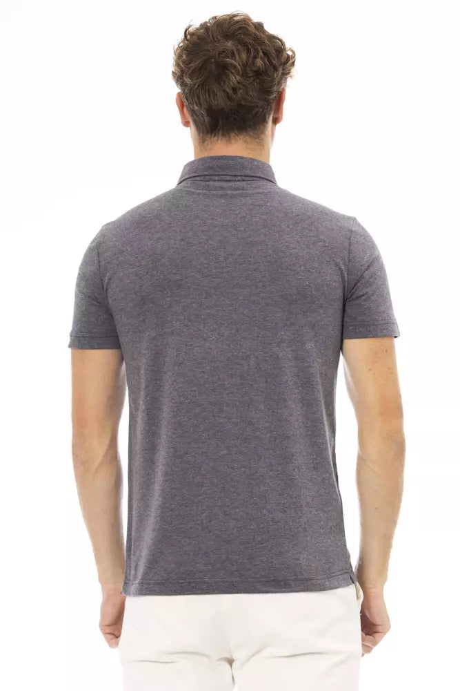 Gray Cotton Men Polo Shirt