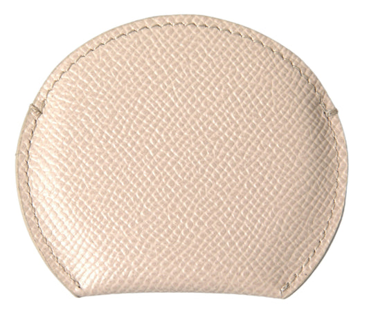Handspiegelhalter aus Kalbsleder mit rundem Logo in Beige