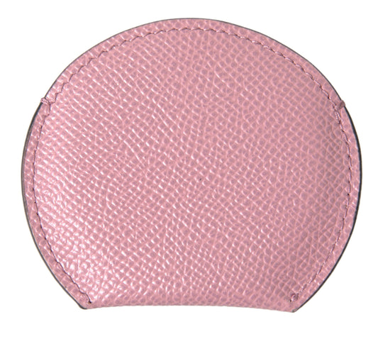 Handspiegelhalter aus rosa Kalbsleder mit rundem Logo-Print
