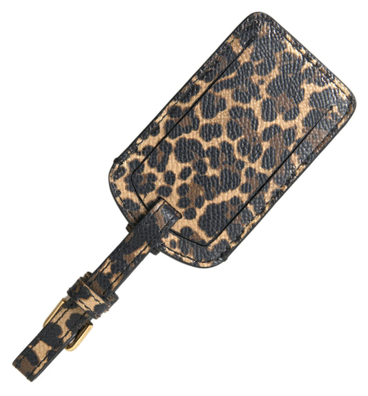 Gepäckanhänger aus Dauphine-Leder mit DG-Logo in mehrfarbigem Leopardenmuster