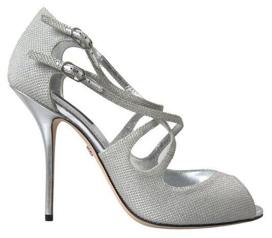 Silber Schimmernde Sandalen Heel Pumps Schuhe