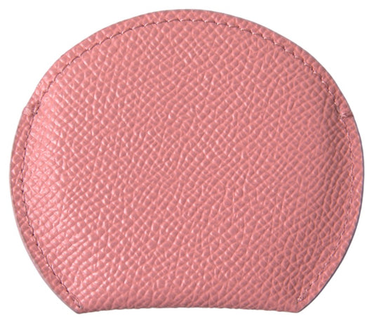 Runder Spiegelhalter aus rosa Kalbsleder