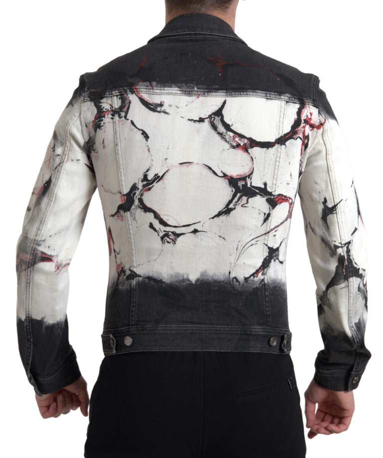 Mehrfarbige Jeansjacke aus Baumwolle mit Kragen