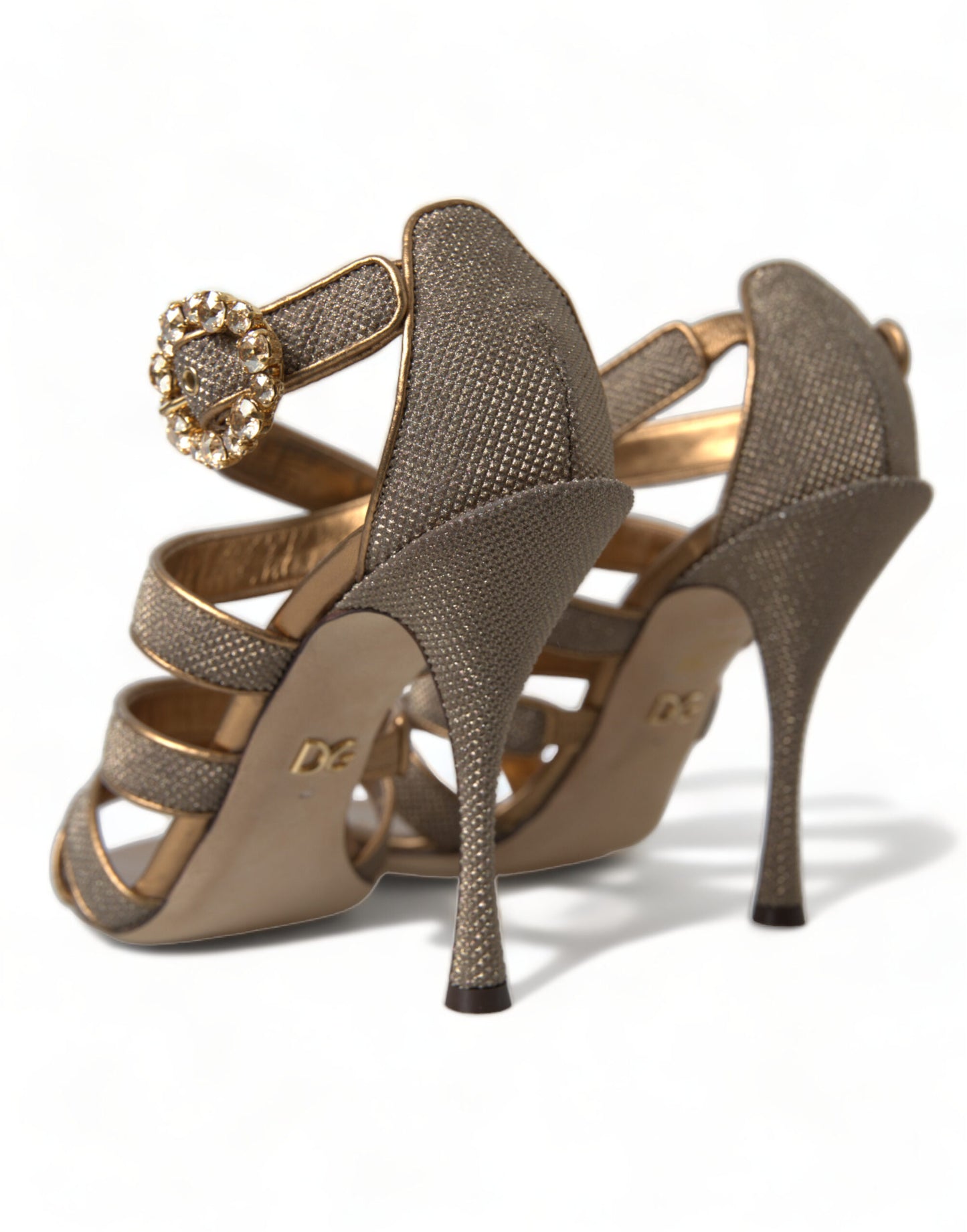 Bronze Kristall Strap Heels Sandalen Schuhe