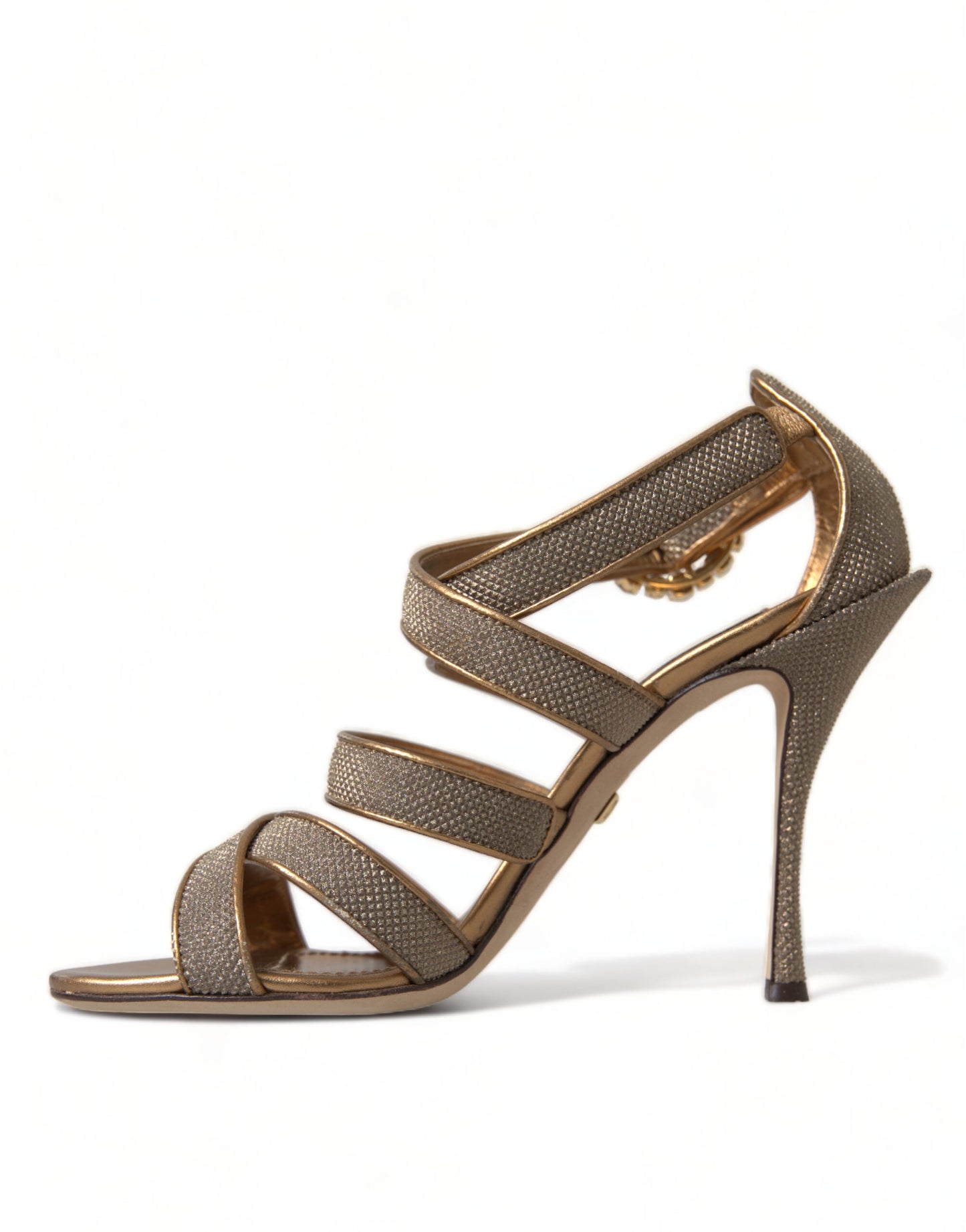 Bronze Kristall Strap Heels Sandalen Schuhe