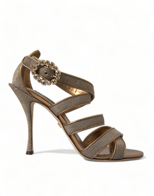 Bronze Kristall Strap Heels Sandalen Schuhe