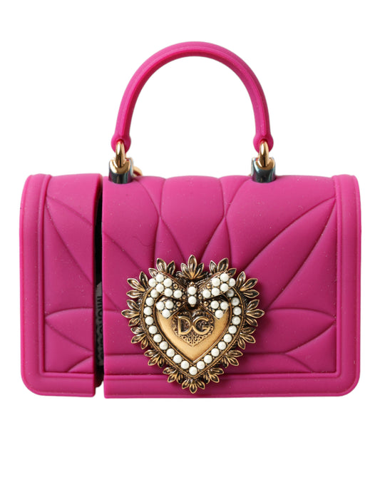 Pinke Silikon-Devotion-Herztasche mit goldener Kette für Airpods