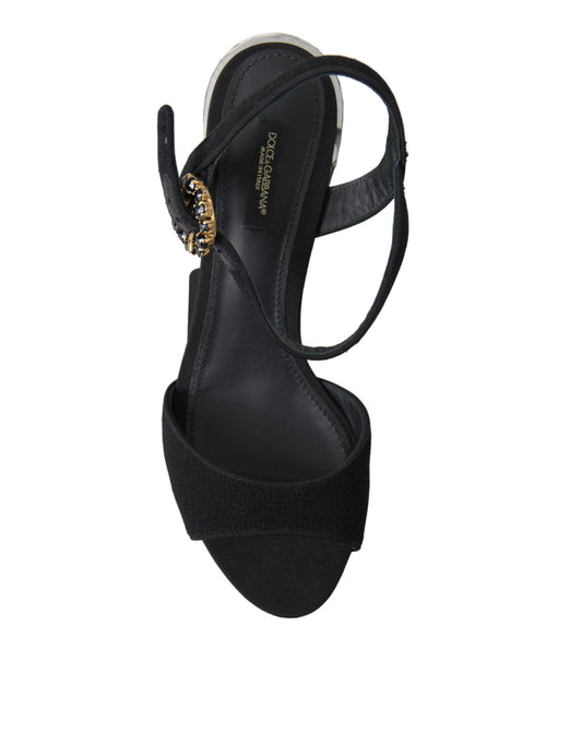 Schwarze Kristalle Knöchelriemen Sandalen Schuhe