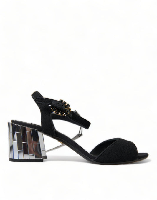Schwarze Kristalle Knöchelriemen Sandalen Schuhe