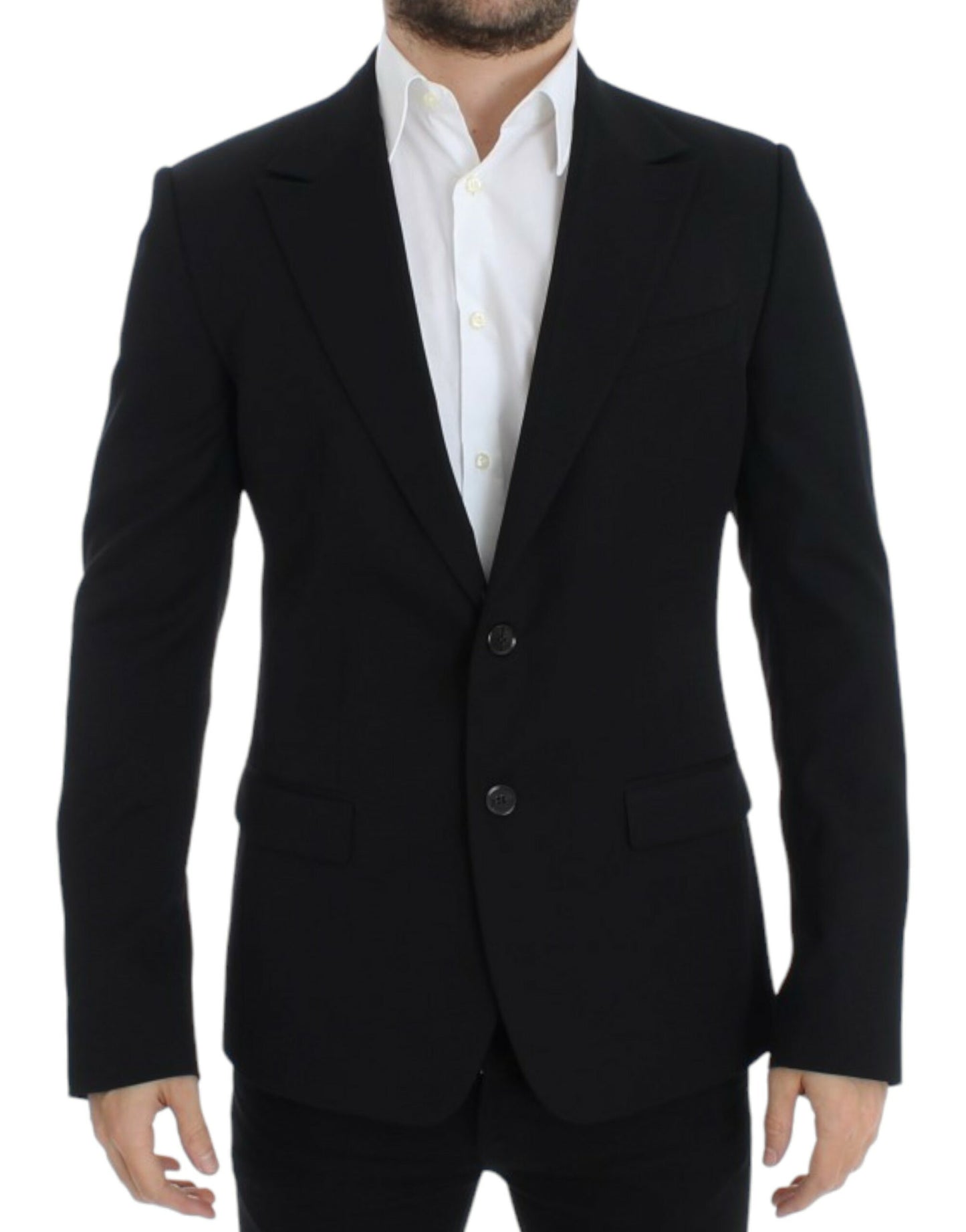 Schwarzer Slim Fit-Blazer aus Wolle