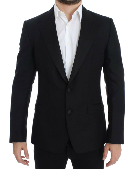 Schwarzer SICILIA-Blazer aus Wolle und Seide