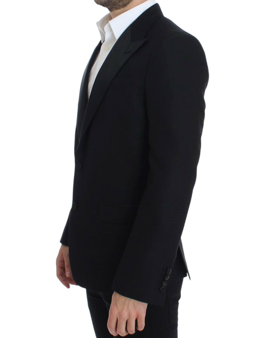 Schwarzer SICILIA-Blazer aus Wolle und Seide