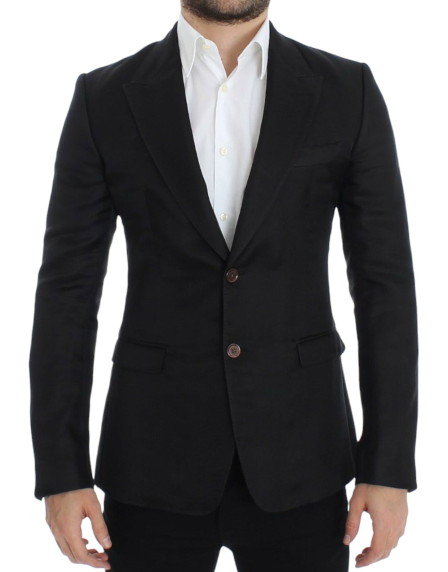 Schwarzer Slim-Fit-Blazer aus Seide