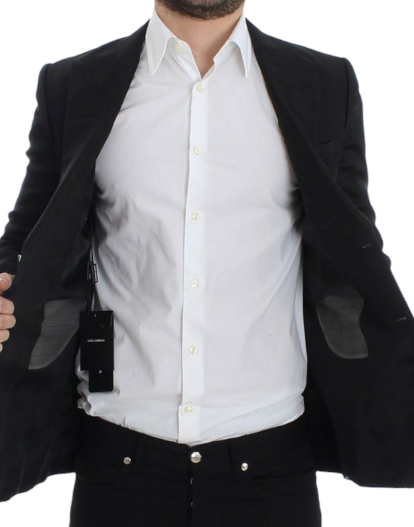 Schwarzer Slim-Fit-Blazer aus Seide